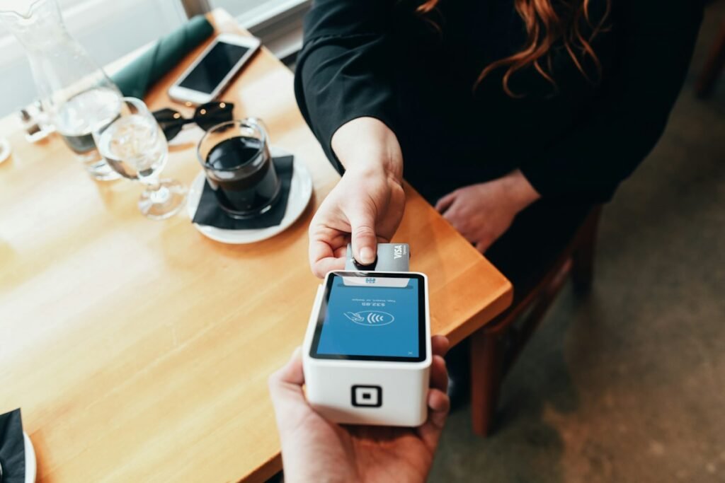 Card payment terminal at checkout