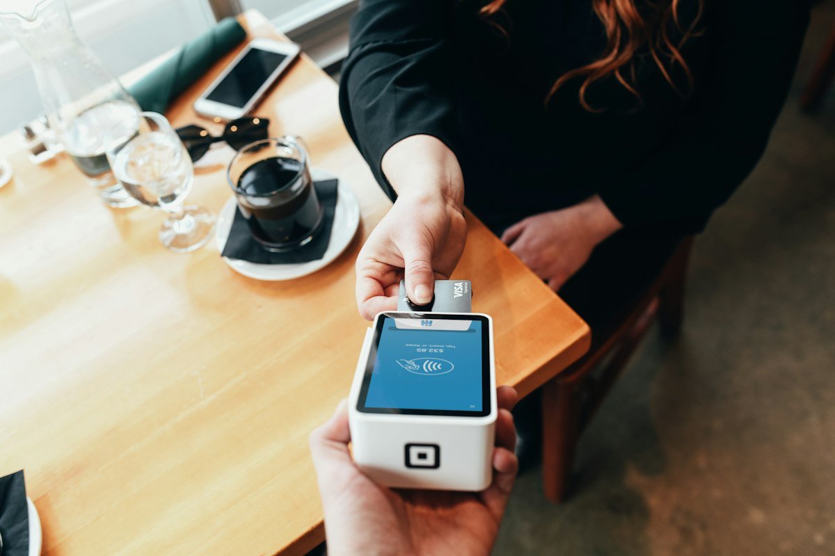 Card payment terminal at checkout