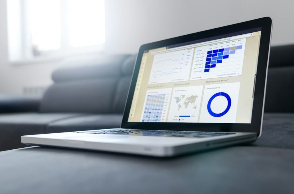 Monitoring dashboard on a laptop