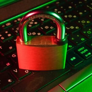 Security padlock on a keyboard