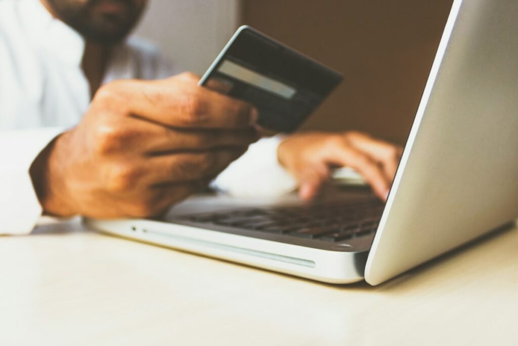 Online store payment on a laptop